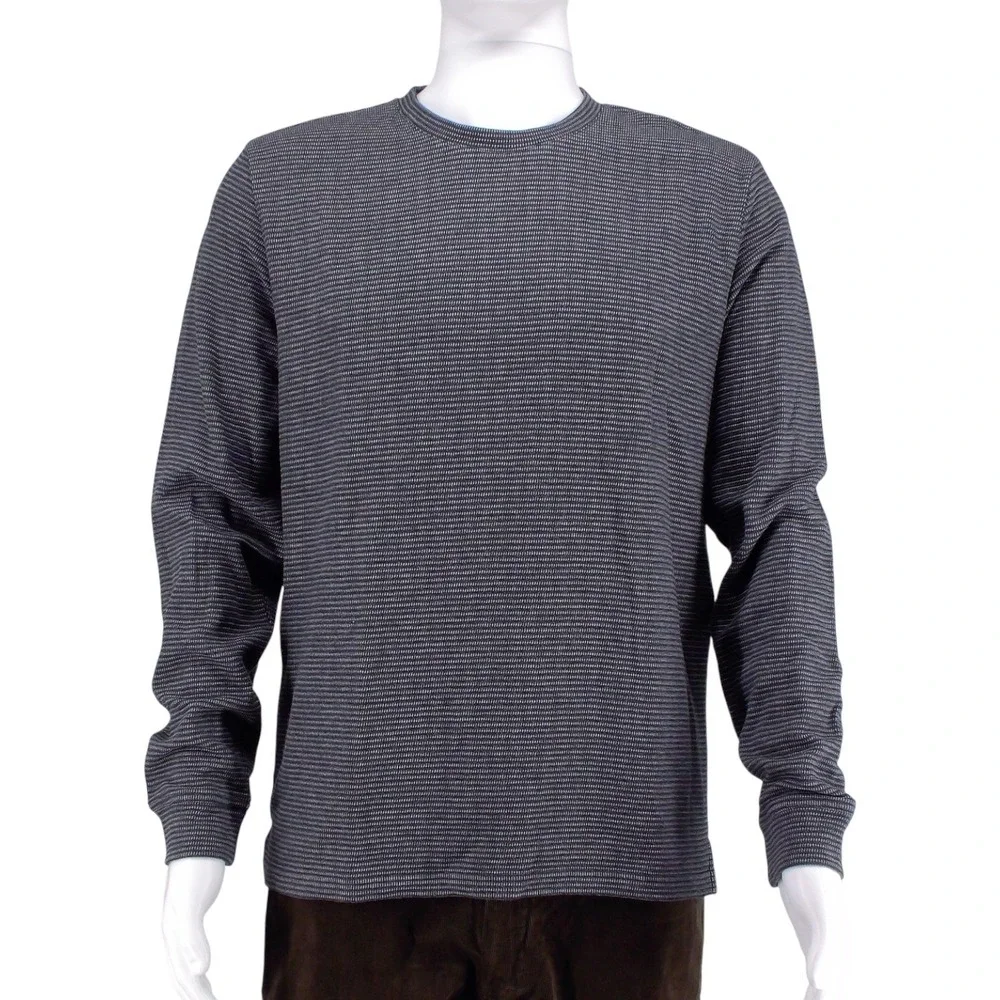 The Men's‎ Store Bloomingdale's Micro Stripe Long-Sleeve Tee Crew Neck Gray XXL